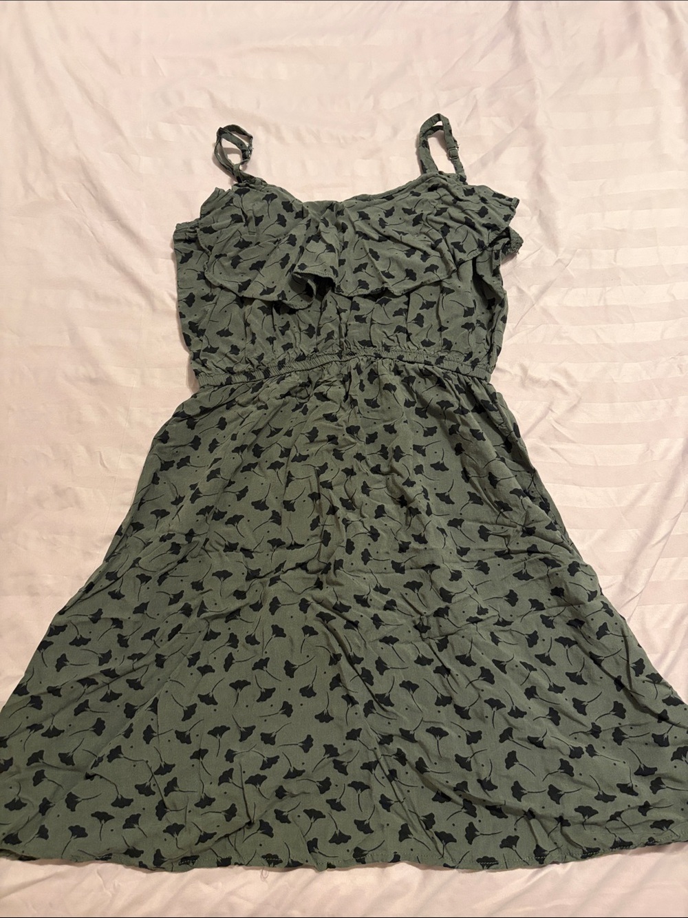 Cotton On Olive Green Floral Ruffle Mini Dress